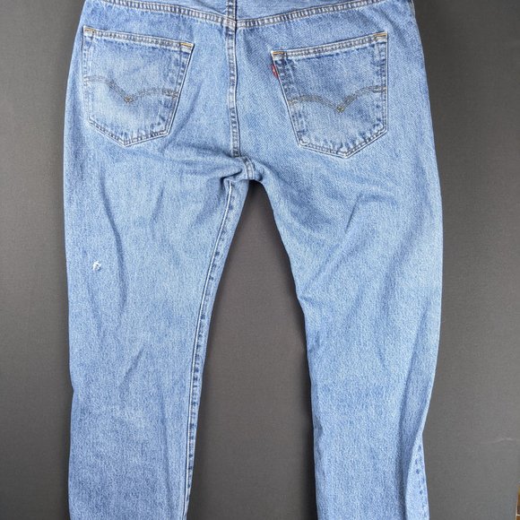 Levis Jeans Men 38x30 501 Blue Denim Original Fit Light Fade Retro Country Pants - Picture 10 of 16